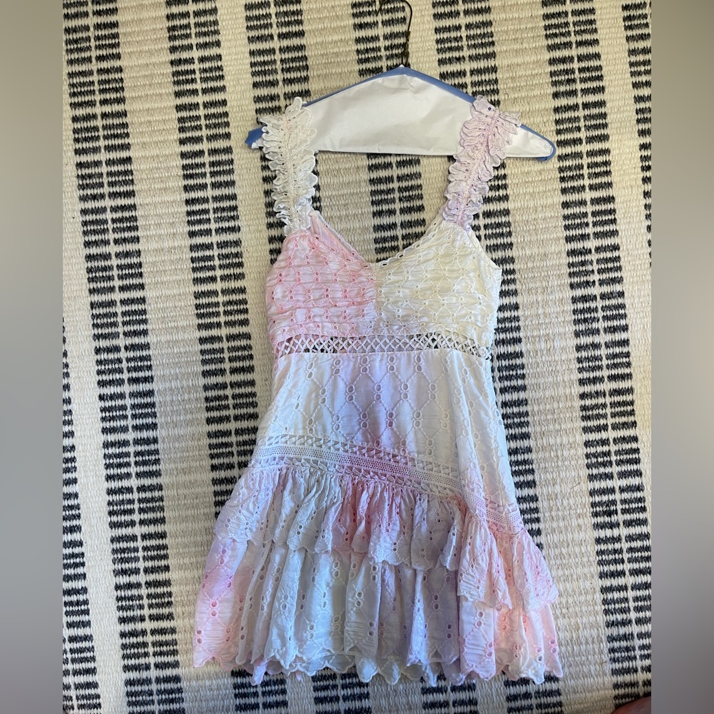 Loveshackfancy Desra Silk Mini Dress - Candyland Hand Dye size XXS